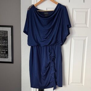 Vintage Draped Navy Mini Dress